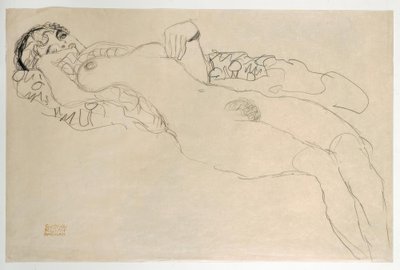Leżąca nagość zwrócona w lewo autorstwa Gustav Klimt