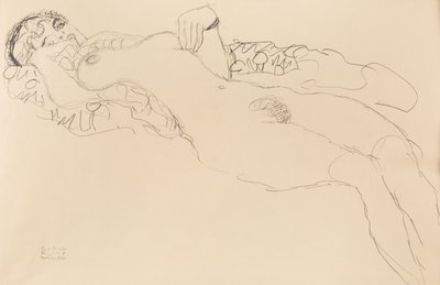 Leżąca akt kobiecy, w lewo, 1917. autorstwa Gustav Klimt
