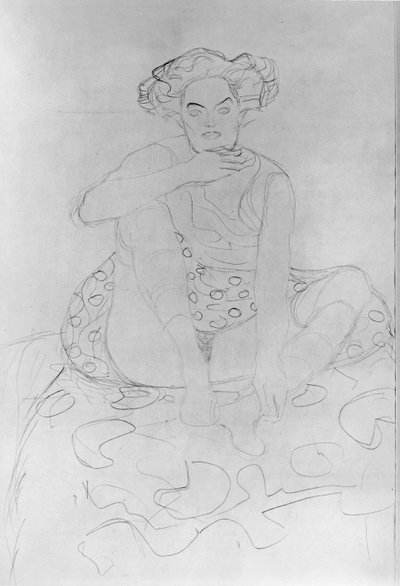 Siedząca kobieta, 1916 (ołówek na papierze japońskim) autorstwa Gustav Klimt