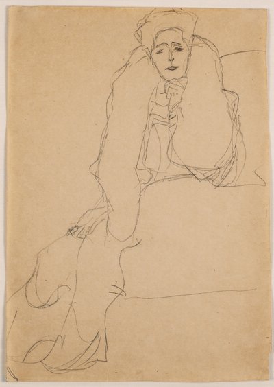 Siedząc po lewej stronie, górna część ciała pochylona do przodu; Siedzi w lewo, tułów z przodu, lewy podparty, 1904-1905 autorstwa Gustav Klimt