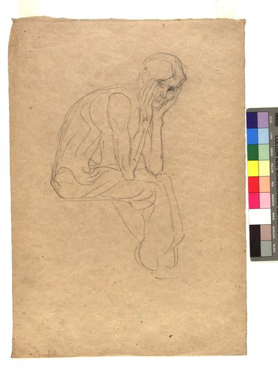 Sitzende Gestalt mit in die Hände gestütztem Kopf autorstwa Gustav Klimt