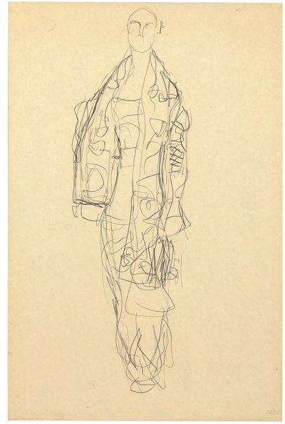 Stojąca dama z peleryną, ok. 1914-16 (ołówek na papierze) autorstwa Gustav Klimt