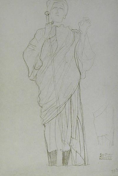 Stojąca kobieta trzymająca miecz autorstwa Gustav Klimt