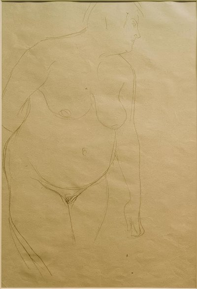 Stojąca, gruba naga kobieca lekko w prawo (studium) autorstwa Gustav Klimt