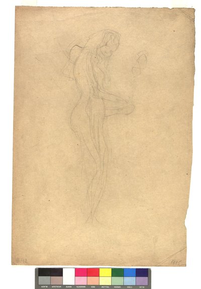 Stehender weiblicher Akt im Profil nach rechts autorstwa Gustav Klimt