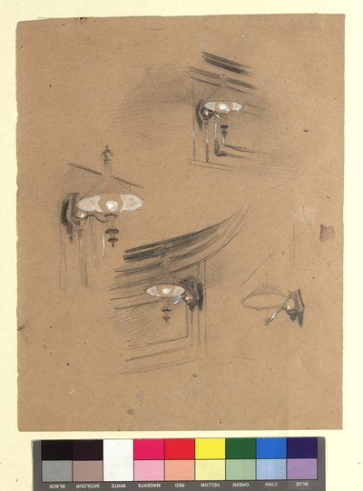 Studien zum "Zuschauerraum im Alten Burgtheater": Studien von vier Lampen autorstwa Gustav Klimt