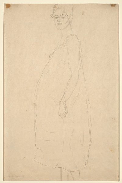 Studium ubranej kobiety w ciąży, ok. 1915-16 (ołówek na podobnym papierze japońskim) autorstwa Gustav Klimt