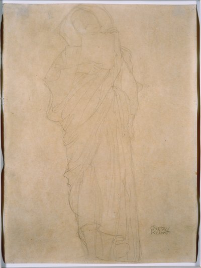 Studium kobiety do "Jurisprudence", ok. 1903 (grafit na papierze) autorstwa Gustav Klimt