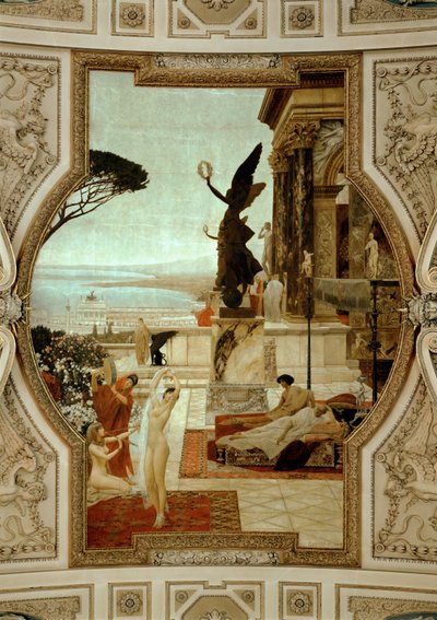 Wiedeński Burgtheatre (Teatr Dworski), klatka schodowa (po lewej): Antyczny teatr w Taorminie autorstwa Gustav Klimt