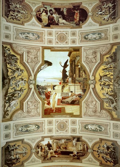 Wiedeński Burgtheatre (Teatr Dworski), klatka schodowa (po lewej): Teatr w Taorminie, detal autorstwa Gustav Klimt