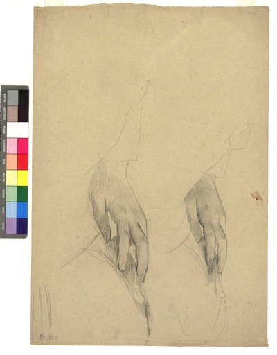Zwei Handstudien, Finger ans Ohr gelegt autorstwa Gustav Klimt
