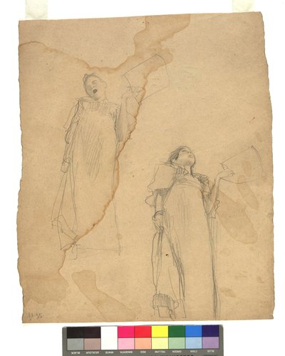 Zwei Studien zu Sängerinnen in Untersicht autorstwa Gustav Klimt