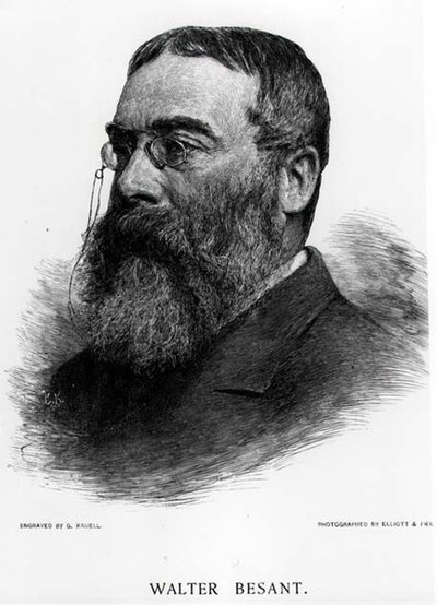 Sir Walter Besant (1836-1901) grawerowany przez Gustava Kruella (1843-1907) z fotografii Elliota & Fry autorstwa Gustav Kruell