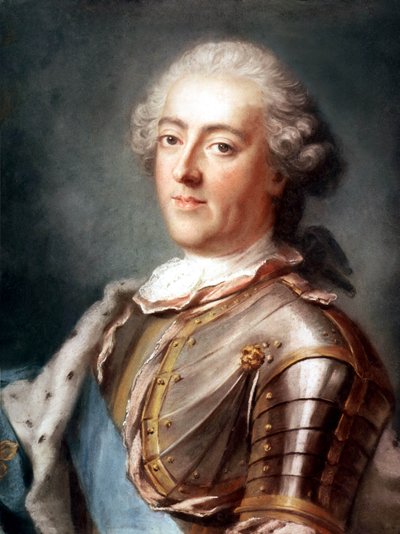 Król Francji Ludwik XV (1710-1774) w latach 1715-1774 ok. 740 (pastel) autorstwa Gustav Lundberg