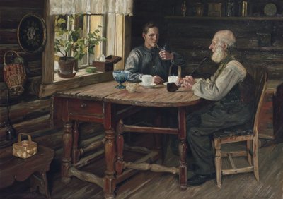 Odpoczynek na kawę (przerwa) 1900 (olej na płótnie) autorstwa Gustav Wentzel
