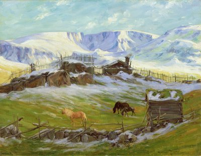 Poranne słońce nad górą, Vaga (olej na płótnie) autorstwa Gustav Wentzel
