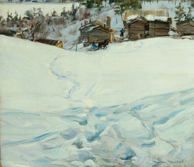 Górska farma w zimowym krajobrazie autorstwa Gustav Wentzel