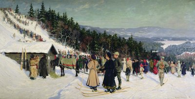 Zawody narciarskie w Fjelkenhill autorstwa Gustav Wentzel