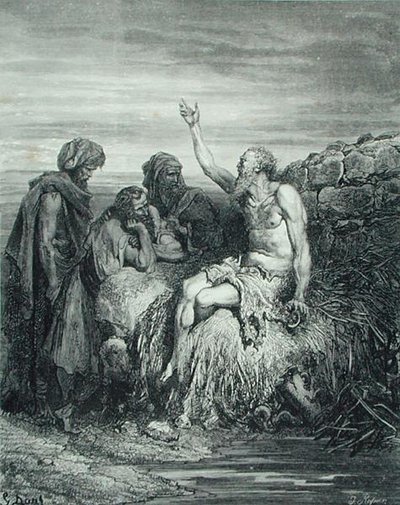 Hiob i jego przyjaciele, ryty J. Regnier, c.1868 (grafika) autorstwa Gustave (after) Dore