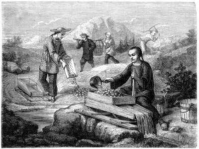 Chińscy górnicy, Kalifornia, XIX wiek. autorstwa Gustave Adolphe Chassevent Bacques