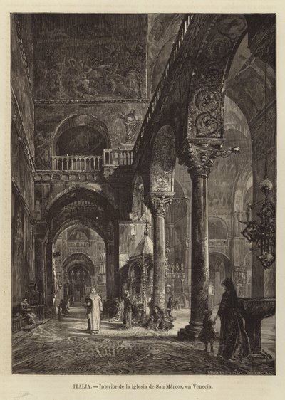 Wnętrze bazyliki św. Marka w Wenecji autorstwa Gustave Bauernfeind