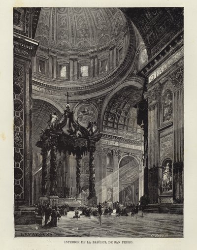 Wnętrze Bazyliki Świętego Piotra autorstwa Gustave Bauernfeind