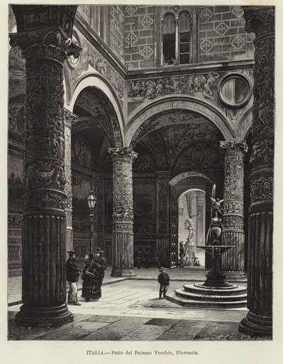 Włochy - Dziedziniec Palazzo Vecchio, Florencja autorstwa Gustave Bauernfeind