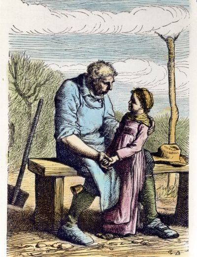 Cosette miała pozwolenie od Les Miserables. 1865 (rycina) autorstwa Gustave Brion