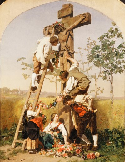 Dekorowanie sanktuarium, 1854 autorstwa Gustave Brion