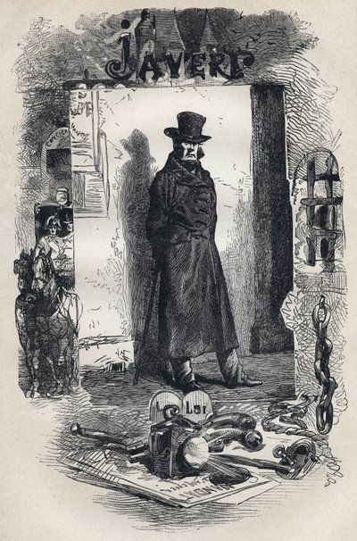 Javert, ilustracja do powieści „Les Miserables”” de Victora Hugo autorstwa Gustave Brion