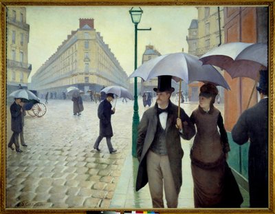 Ulica w Paryżu podczas deszczowej pogody w 1877 roku autorstwa Gustave Caillebotte