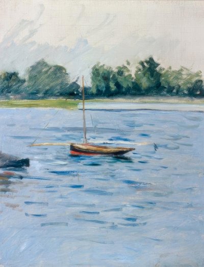 Łódź na kotwicy na Sekwanie autorstwa Gustave Caillebotte