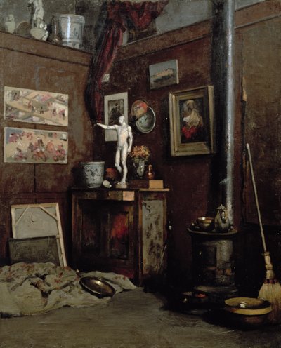 Wnętrze pracowni, ok. 1872-74 (olej na płótnie) autorstwa Gustave Caillebotte