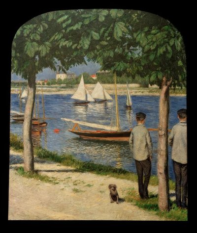 Bank w Petit Gennevilliers i Sekwanie autorstwa Gustave Caillebotte