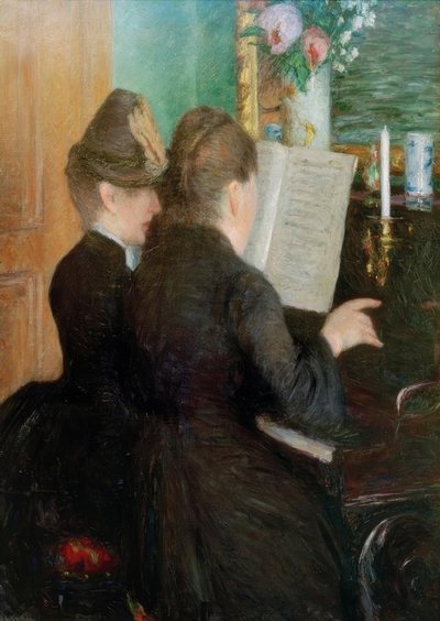 Lekcja gry na pianinie autorstwa Gustave Caillebotte