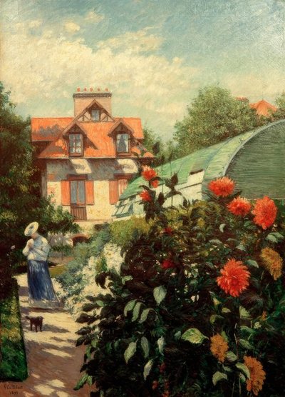 Ogród, Petit Gennevilliers (Les dalie, jardin du Peti autorstwa Gustave Caillebotte