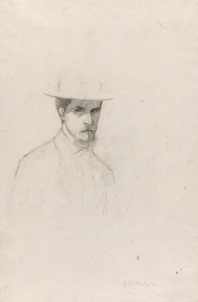 Autoportret z kapeluszem, ok. 1879 (grafit na papierze strukturalnym) autorstwa Gustave Caillebotte