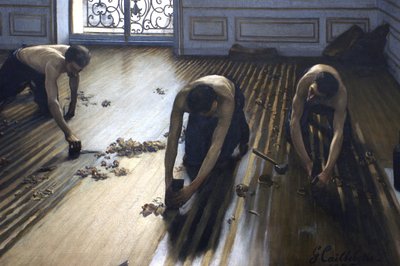 The Floor Scrapers - fragment obrazu. autorstwa Gustave Caillebotte