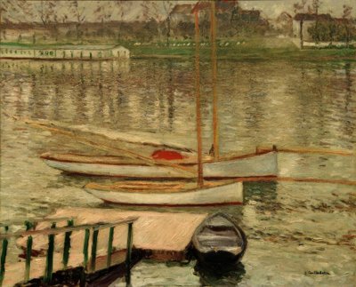 Żaglówki na kotwicy na Sekwanie autorstwa Gustave Caillebotte