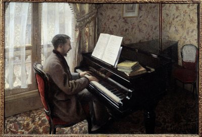 Młody mężczyzna gra na pianinie. Obraz Gustave Caillebotte (1848-1894) autorstwa Gustave Caillebotte