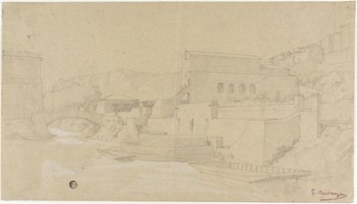 Włoskie miasto nad rzeką autorstwa Gustave Clarence Rodolphe Boulanger