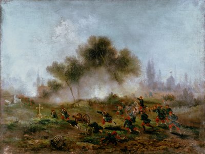 Komuna Paryska: szturm wojsk regularnych na cmentarz i zdobycie barykad w maju 1871, 1871 autorstwa Gustave Clarence Rodolphe Boulanger