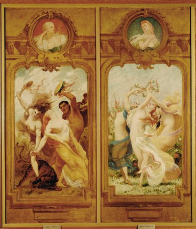 W Foyer de la Danse znajdują się cztery malowidła ścienne autorstwa Boulangera przedstawiające Danse Bachique, Bacchanalia i danse champetre, taniec wiejski ... (malowidło ścienne). autorstwa Gustave Clarence Rodolphe Boulanger