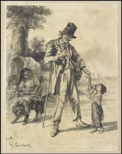 Jałmużna od żebraka w Ornans, 1868 r. autorstwa Gustave Courbet