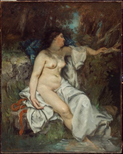 Kąpiący się nad potokiem autorstwa Gustave Courbet