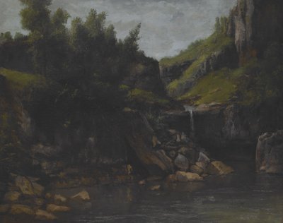 Kaskada w skalistym krajobrazie, ok. 1872-4 (olej na płótnie) autorstwa Gustave Courbet