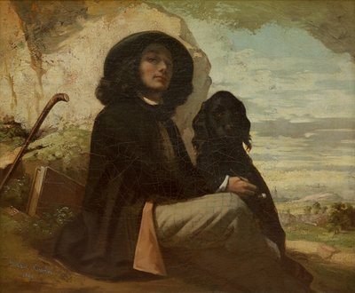 Courbet ze swoim czarnym psem autorstwa Gustave Courbet