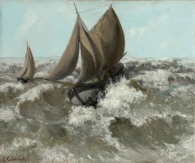 Żaglowiec (pejzaż morski). Około 1869 autorstwa Gustave Courbet
