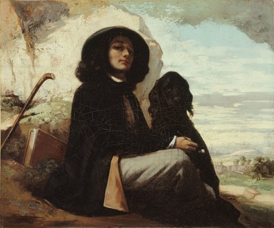 Francuski:  Autoportrait dit Courbet au chien noir Autoportret z czarnym psem autorstwa Gustave Courbet