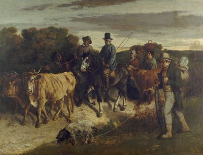 Francuski:  Les Paysans de Flagey revenant de la foire Chłopi z Flagey wracający z jarmarku autorstwa Gustave Courbet